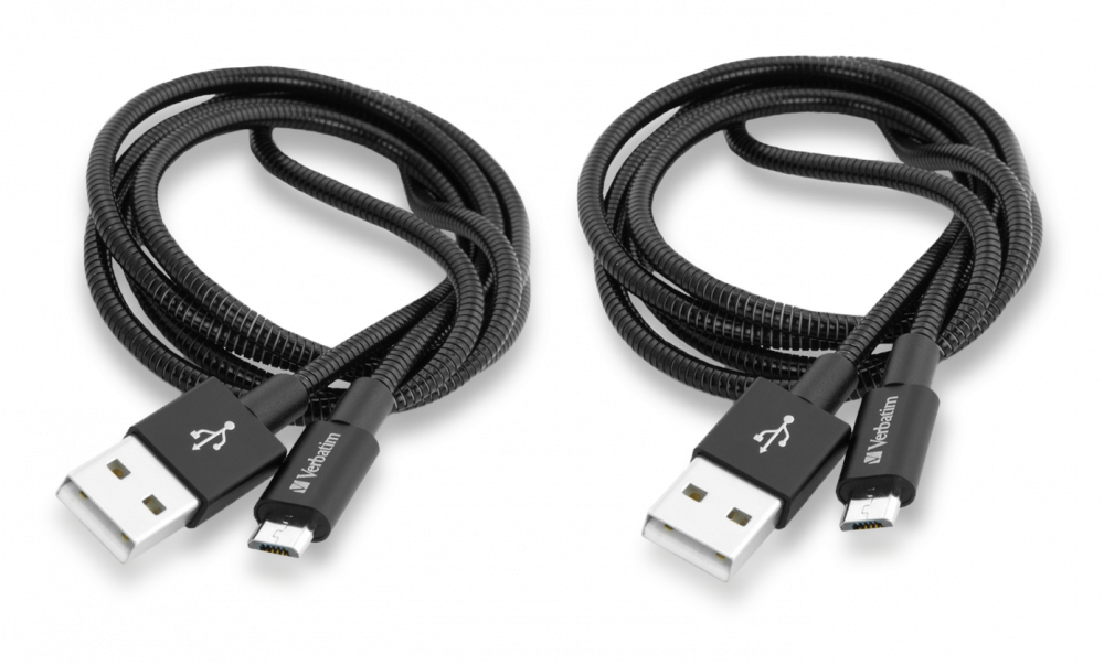 Câble Sync 'n' Charge Micro USB 2x Acier inoxydable couleur NOIR