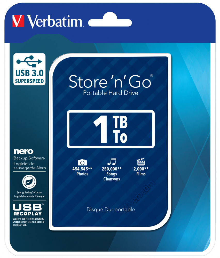 USB Store 'n' Go 3.0 Disque dur portable 1 To - Bleu