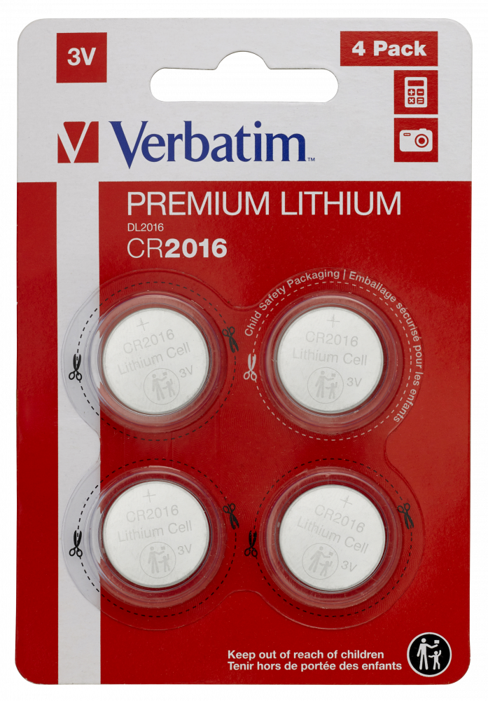CR2016 Pile au lithium 3V (pack de 4)