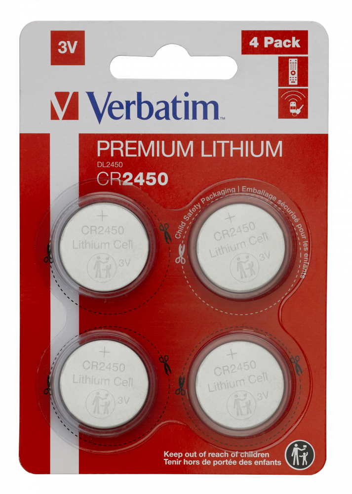 CR2450 Pile au lithium 3V (pack de 4)