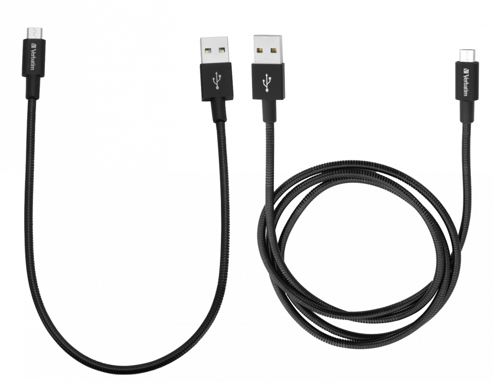 Câble Sync 'n' Charge Micro USB 2x Acier inoxydable couleur NOIR