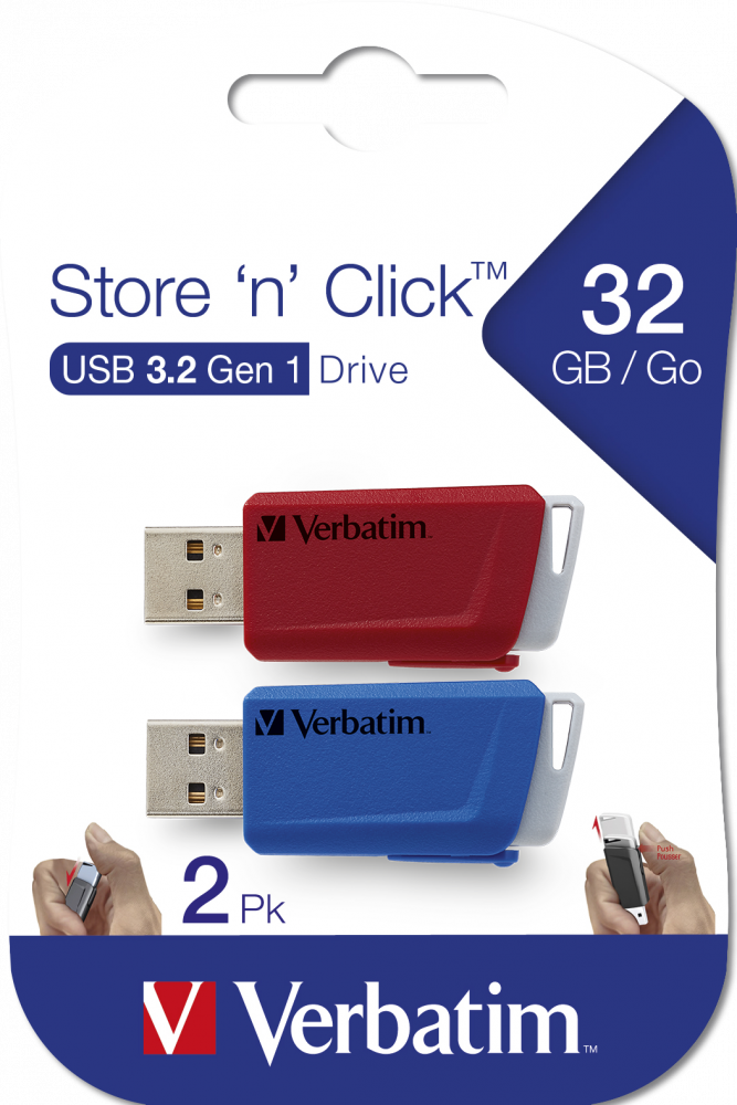 Clés USB Store 'n' Click 2 x 32 Go Rouge/ Bleu